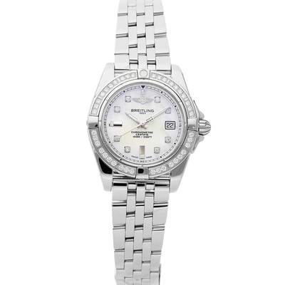 Pre-owned Breitling Mop Diamonds Stainless Steel Galactic A71356la/a708 Women's Wristwatch 32 Mm In White