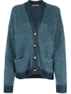 Acne Studios Mohair-blend Cardigan Teal Blue