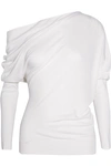 Tom Ford One-shoulder Draped Cashmere And Silk-blend Sweater In Ivory