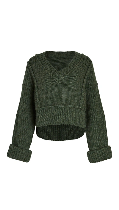 Jacquemus Dark Green Wool La Maille Cavaou Knit Sweater