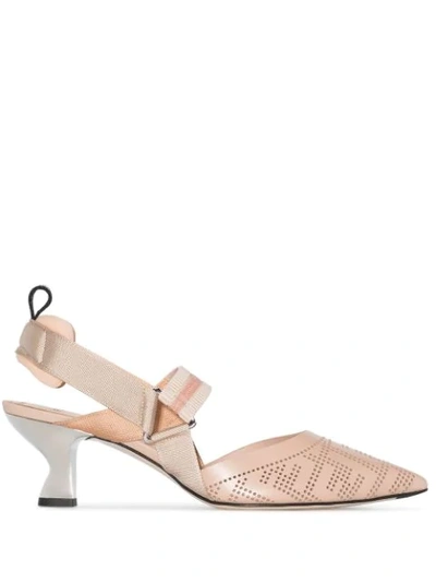 Fendi Womens Pale Pink Colibrì Slingback Leather Heeled Sandals 4 In Neutrals