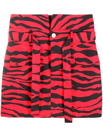 Attico Tiger-print Mini Skirt In Red