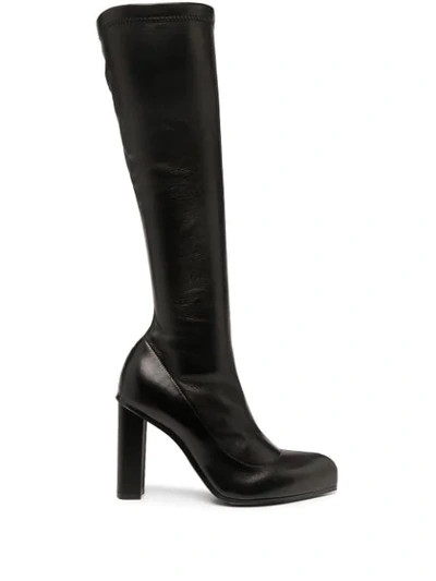 Alexander Mcqueen Knee-length Calf Leather Boots In Black