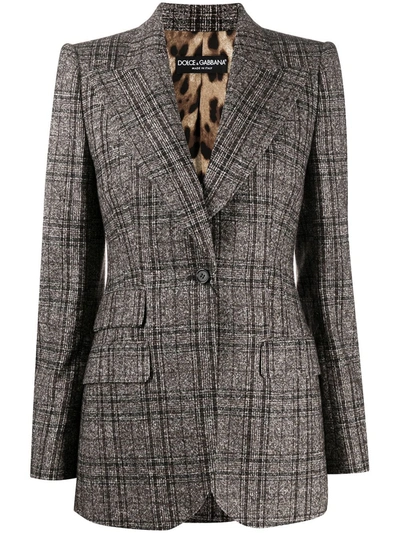 Dolce & Gabbana Checked Single-breasted Blazer In Brown