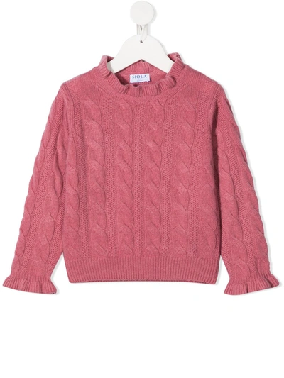 Siola Kids' Cable-knit Jumper In Pink
