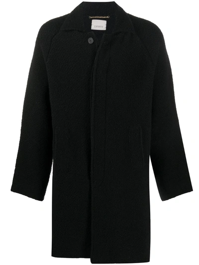 Laneus Single Breasted Textured Coat In Black