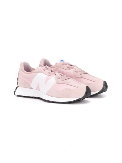 New Balance Kids' Girl's 327v1 Suede & Mesh Trainers In Pink/white