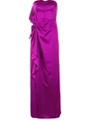 Aidan Mattox Strapless Sweetheart Flare Gown In Dark Magenta