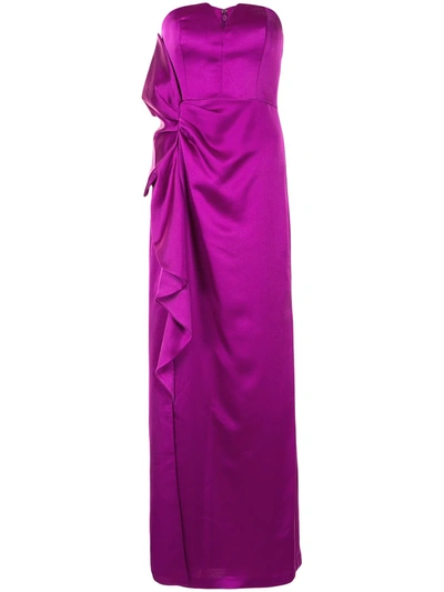 Aidan Mattox Strapless Sweetheart Flare Gown In Dark Magenta