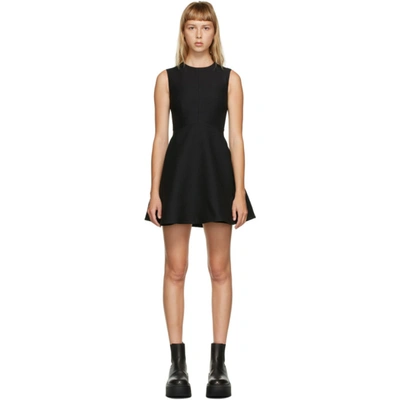 Valentino Navy Wool & Silk A-line Dress In Black