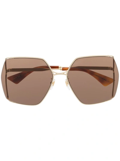 Gucci Oversized-frame Logo Sunglasses In Brown