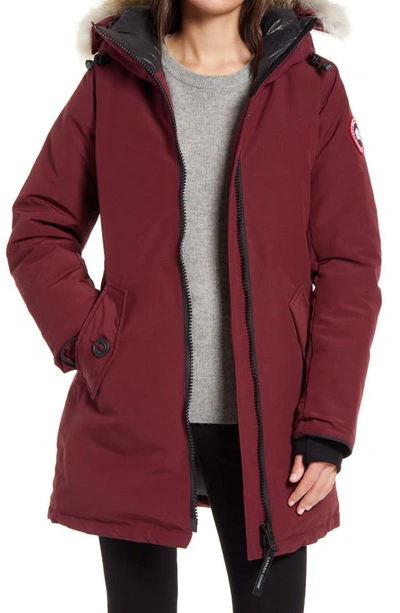 Canada Goose Rosemont Arctic Tech 625 Fill Power Down Parka With Genuine Coyote Fur Trim In Bordeaux
