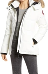 Canada Goose 'chelsea' Slim Fit Down Parka With Genuine Coyote Fur Trim In North Star White