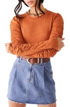 Free People Natasha Ruffle Sleeve Top In Amber