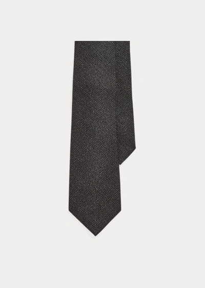 Ralph Lauren Cashmere-silk Ottoman Tie In Black And Charcoal