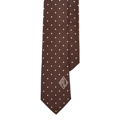 Ralph Lauren Monogram Dot Silk Tie In Brown