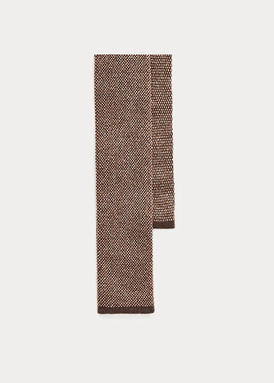 Ralph Lauren Birdseye Knit Cashmere Tie In Taupe Birdseye