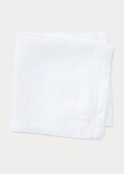 Ralph Lauren Linen Pocket Square In White