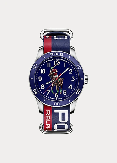 Ralph Lauren Stainless Steel Polo Sport Watch 42mm In Blue Dial