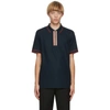 Burberry Waltham Icon Stripe Zip Cotton Pique Polo In Navy