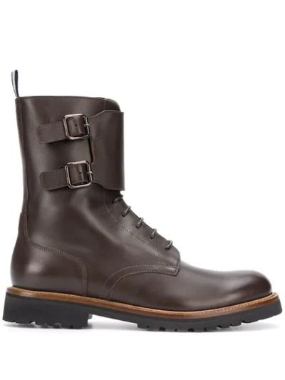 Scarosso Ankle Lace-up Boots In Brown