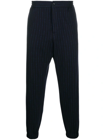 Etro Straight Striped Pants In Blue