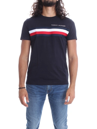 Tommy Hilfiger Global Stripe T Shirt Navy In Blue