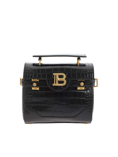 Balmain Shoulder Bag In Beige And Brown In Black