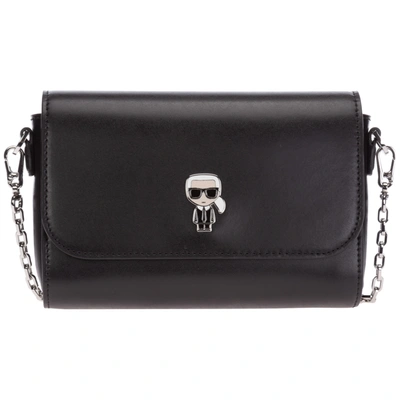 Karl Lagerfeld Women's Leather Shoulder Bag K/ikonik In Black