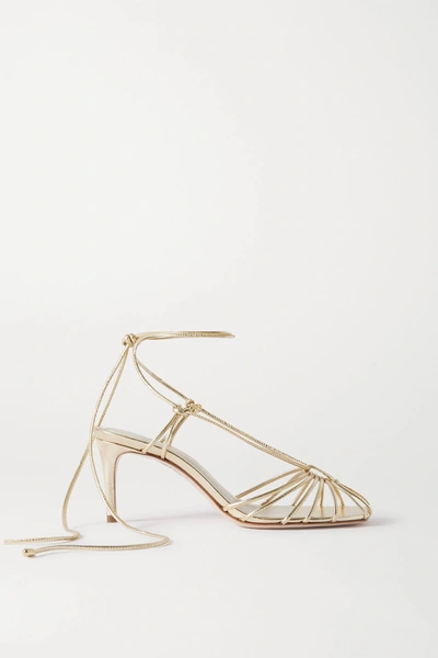 Porte & Paire Metallic Leather Sandals In Gold