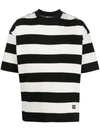Ami Alexandre Mattiussi Oversized Striped Cotton-jersey T-shirt In Black