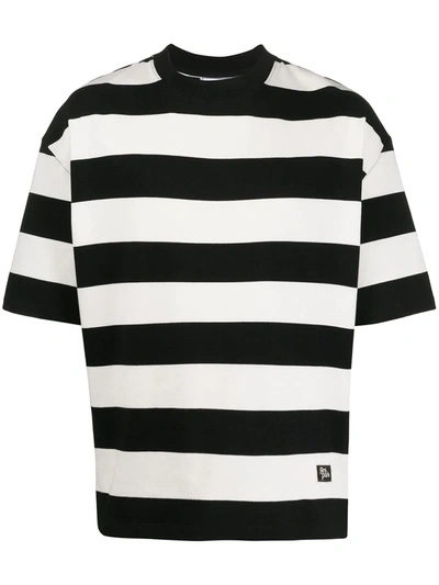 Ami Alexandre Mattiussi Oversized Striped Cotton-jersey T-shirt In Black