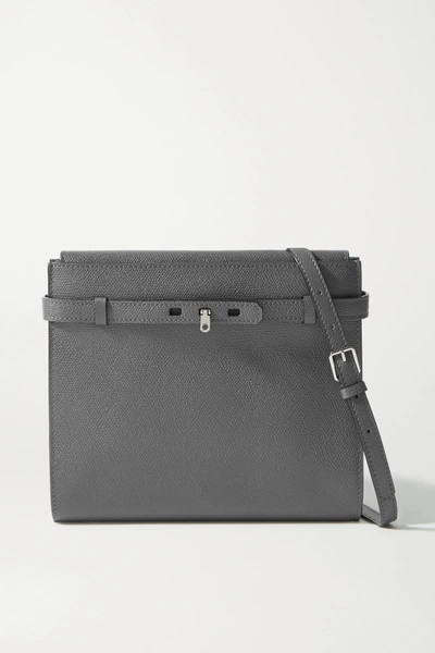 Valextra Brera B-tracollina Textured-leather Shoulder Bag In Dark Gray