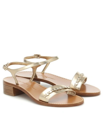 Ferragamo Tremiti Leather Sandals In Gold
