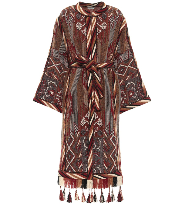 Etro Exclusive To Mytheresa Wool Blend Jacquard Coat In Multicoloured Modesens