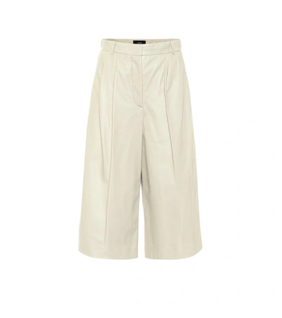 Joseph Timo Pleated-front Leather Shorts In White