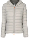 Save The Duck Gwen Cozy Faux Fur Trim Hooded Puffer Jacket In Frozen Grey
