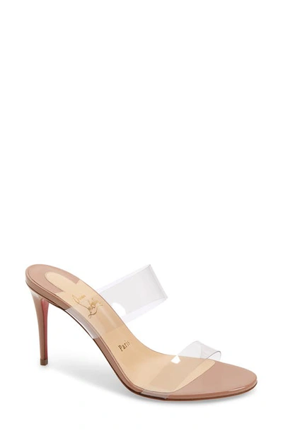 Christian Louboutin Just Nothing 85 Pvc And Patent-leather Mules In Brown