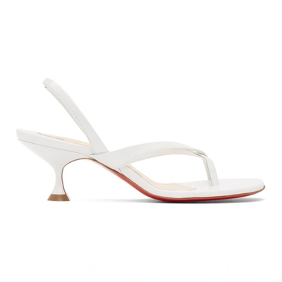 Christian Louboutin Taralita 55 Leather Slingback Sandals In White