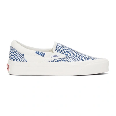 Vans Blue & White Check Og Classic Slip-on Lx Sneakers In Optical Che