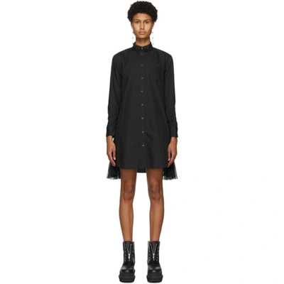 Sacai Black Poplin Zip Dress In 001 Black