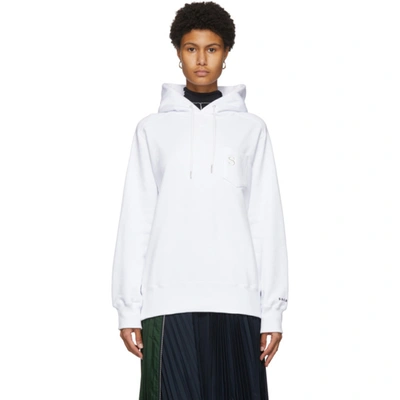 Sacai White S Embroidery Hoodie In 101 White