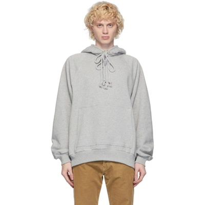 Dries Van Noten Grey Graphic Hoodie In Grey Melang