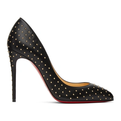 Christian Louboutin Pigalle Follies Stud Leather 100mm Red Sole Pumps In Black/antic Gold
