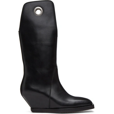 Rick Owens Black Kowboy Boots In 09 Blk