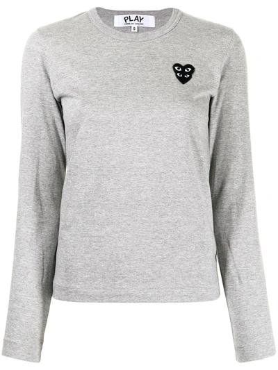 Comme Des Garçons Play Chest Logo-patch T-shirt In Grey