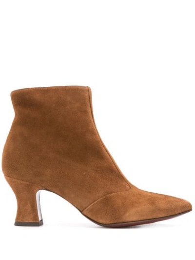 Chie Mihara Vuka High Heels Ankle Boots In Leather Colour Suede In Brown