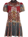 Alice And Olivia Alice + Olivia Janis Mixed Print Puff Sleeve Dress In Always Forever Multi