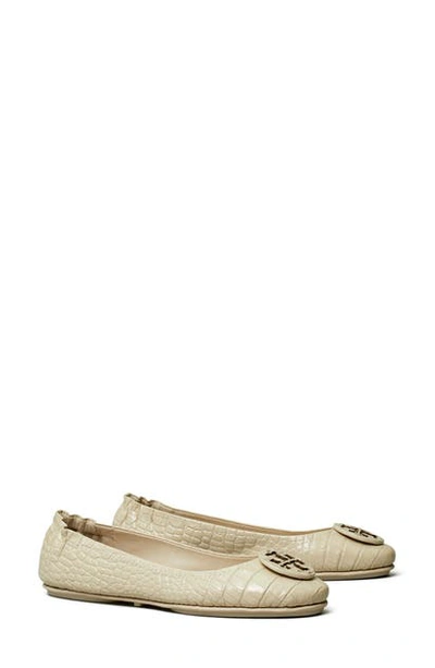 Tory Burch Minnie Travel Ballet Flat, Embossed Leather In Jamaica Sand