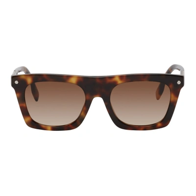 Burberry Tortoiseshell Effect Bold Square Frame Sunglasses In 388413 Spotted Dark